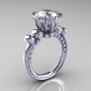 French Antique 14K White Gold 3.0 Carat CZ Diamond Solitaire Wedding Ring Y235-14KWGDCZ-1