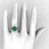 French Antique 14K White Gold 3.0 Carat Emerald Diamond Solitaire Wedding Ring Y235-14KWGDEM-4