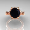 French Antique 14K Rose Gold 3.0 CT Black and White Diamond Solitaire Wedding Ring Y235-14KRGDBD-2