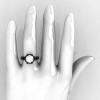French Antique 14K Black Gold 3.0 Carat White Agate Diamond Solitaire Wedding Ring Y235-14KBGDWAG-4