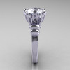 French Antique 14K White Gold 3.0 Carat CZ Diamond Solitaire Wedding Ring Y235-14KWGDCZ-3