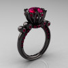 French Antique 14K Black Gold 3.0 Carat Red Garnet Solitaire Wedding Ring Y235-14KBGRG-2