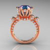 French Antique 14K Rose Gold 3.0 CT Alexandrite Diamond Solitaire Wedding Ring Y235-14KRGDAL-2