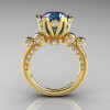 French Antique 14K Yellow Gold 3.0 CT Alexandrite Diamond Solitaire Wedding Ring Y235-14KYGDAL-2