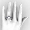 French Antique 14K White Gold 3.0 Carat White Agate Diamond Solitaire Wedding Ring Y235-14KWGDWA-4