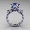 French Antique 14K White Gold 3.0 CT Alexandrite Diamond Solitaire Wedding Ring Y235-14KWGDAL-2