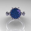 French Antique 14K White Gold 3.0 CT Alexandrite Diamond Solitaire Wedding Ring Y235-14KWGDAL-3