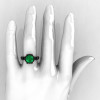 French Antique 14K Black Gold 3.0 Carat Emerald Diamond Solitaire Wedding Ring Y235-14KBGDEM-4