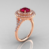 Classic Soleste 14K Rose Gold 1.0 Ct Garnet Diamond Ring R236-14RGDG-1