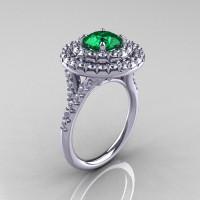Classic Soleste 14K White Gold 1.0 Ct Emerald Diamond Ring R236-14KWGDEM-1