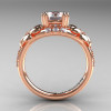 Nature Inspired 14K Rose Gold 1.0 Ct Russian CZ Diamond Leaf and Vine Engagement Ring R245-14KRGDCZ-2