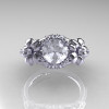 Nature Inspired 14K White Gold 1.0 Ct Russian CZ Diamond Leaf and Vine Engagement Ring R245-14KWGDCZ-3