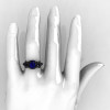 Nature Inspired 14K Black Gold 1.0 Ct Blue Sapphire Leaf and Vine Engagement Ring R245-14KBGBS-4