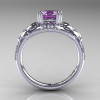 Nature Inspired 14K White Gold 1.0 Ct Lilac Amethyst Diamond Leaf and Vine Engagement Ring R245-14KWGDLAM-2