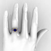 Nature Inspired 14K Yellow Two-Tone White Gold 1.0 Ct Blue Sapphire Diamond Leaf and Vine Engagement Ring R245-14KYTTWGDBS-4