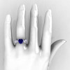 Nature Classic 10K White Gold 2.0 Ct Heart Blue and White Sapphire Three Stone Floral Engagement Ring Wedding Ring R434-10KWGWSBS-4