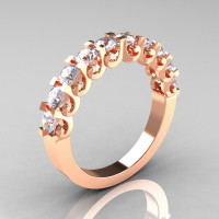 Modern Vintage 14K Rose Gold White Sapphire Designer Wedding Band R172-4-142-14KRGWS-1