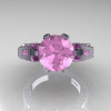 French 14K White Gold 3.0 CT Light Pink Sapphire Engagement Ring Wedding Ring R382-14KWGLPS-3