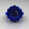 Art Masters Classic 14K Blue Gold 1.0 Carat Dark Blue Sapphire Engagement Ring R70M-14KBLGDBS-2
