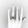 French Vintage 14K Yellow Gold 3.8 Carat Princess Emerald Diamond Solitaire Ring R222-YGDEM-4