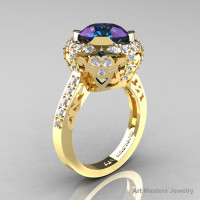 Modern Edwardian 14K Yellow Gold 3.0 Carat Alexandrite Diamond Engagement Ring Wedding Ring Y404-14KYGDAL-1