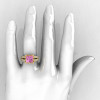 French Vintage 14K Yellow Gold 3.8 Carat Princess Light Pink Sapphire Diamond Solitaire Ring R222-YGDLPS-4