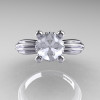 Classic Victorian 14K White Gold 1.0 Ct White Sapphire Solitaire Engagement Ring R506-14KWGWS-3
