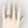 Classic Victorian 14K White Gold 1.0 Ct White Sapphire Solitaire Engagement Ring R506-14KWGWS-4