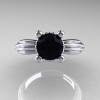 Classic Victorian 14K White Gold 1.0 Ct Black Diamond Solitaire Engagement Ring R506-14KWGBD-3