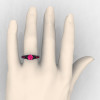 Classic Angel 14K Matte Black Gold 1.0 Carat Pink Sapphire Solitaire Engagement Ring R482-14KMBGPS-4