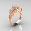 Classic 14K Rose Gold Three Stone Princess Cubic Zirconia Diamond Solitaire Engagement Ring R500-14KRGDCZ-2