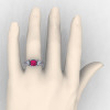 Classic 14K White Gold Three Stone Princess Pink and White Sapphire Solitaire Engagement Ring R500-14KWGWSPS-4