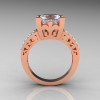 French Vintage 14K Rose Gold Princess Cubic Zirconia Diamond Solitaire Ring R222-RGDCZ-2
