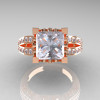 French Vintage 14K Rose Gold Princess Cubic Zirconia Diamond Solitaire Ring R222-RGDCZ-3