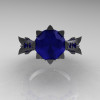 Modern Vintage 14K Gray Gold 3.0 Carat Blue Sapphire Solitaire Engagement Ring R253-14K GGBS-3