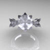 Modern Vintage 14K White Gold 3.0 Ct White Sapphire Solitaire Engagement Ring R253-14KWGWS-3