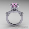 Modern Vintage 14K White Gold 3.0 Ct Light Pink Sapphire Diamond Solitaire Engagement Ring R253-14KWGDLPS-2
