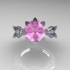 Modern Vintage 14K White Gold 3.0 Ct Light Pink Sapphire Diamond Solitaire Engagement Ring R253-14KWGDLPS-3