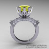 Modern Vintage 14K White Gold 3.0 Ct Yellow Topaz Diamond Solitaire Engagement Ring R253-14KWGDYT-2