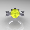 Modern Vintage 14K White Gold 3.0 Ct Yellow Topaz Diamond Solitaire Engagement Ring R253-14KWGDYT-3