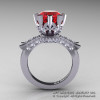 Modern Vintage 14K White Gold 3.0 Ct Ruby Diamond Solitaire Engagement Ring R253-14KWGDR-2