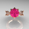 Modern Vintage 14K Rose Gold 3.0 Ct  Pink Sapphire Diamond Solitaire Engagement Ring R253-14KRGDPS-3