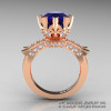Modern Vintage 14K Rose Gold 3.0 Ct  Blue Sapphire Diamond Solitaire Engagement Ring R253-14KRGDBS-2
