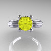 Classic Victorian 14K White Gold 1.0 Ct Yellow Sapphire Solitaire Engagement Ring R506-14KWGYS-3