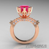 Modern Vintage 14K Rose Gold 3.0 Ct  Pink Sapphire Diamond Solitaire Engagement Ring R253-14KRGDPS-2