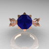 Modern Vintage 14K Rose Gold 3.0 Ct  Blue Sapphire Diamond Solitaire Engagement Ring R253-14KRGDBS-3