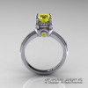 Classic Victorian 14K White Gold 1.0 Ct Yellow Sapphire Solitaire Engagement Ring R506-14KWGYS-2
