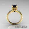 Classic Victorian 14K Yellow Gold 1.0 Ct Black Diamond Solitaire Engagement Ring R506-14KYGBD-2