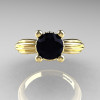 Classic Victorian 14K Yellow Gold 1.0 Ct Black Diamond Solitaire Engagement Ring R506-14KYGBD-3