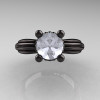 Classic Victorian 14K Black Gold 1.0 Ct Cubic Zirconia Solitaire Engagement Ring R506-14KBGCZ-3